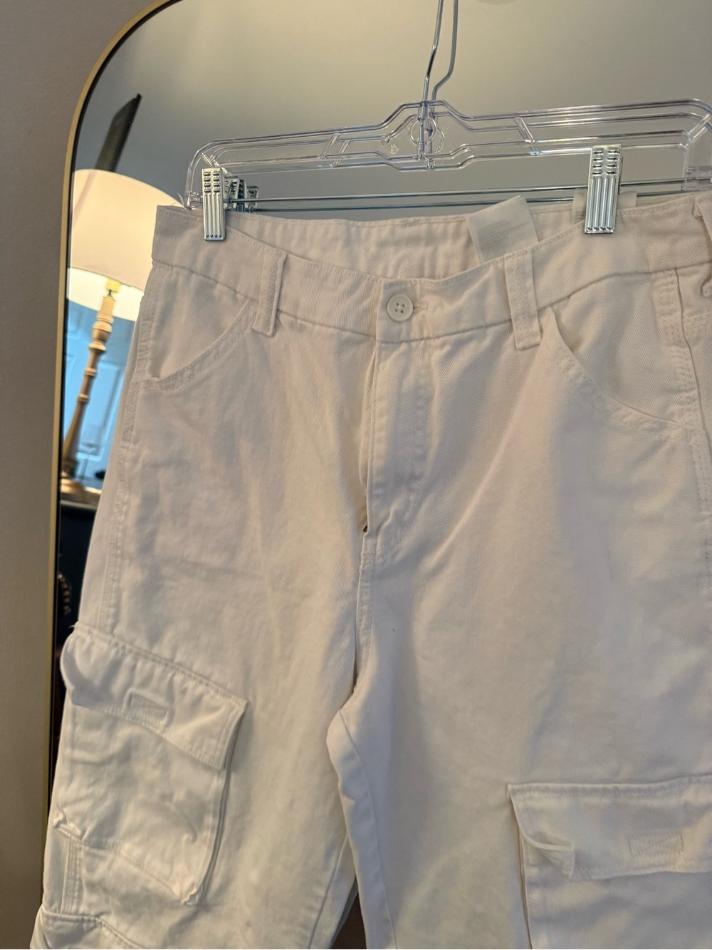 H&M Divided White High-Waist Cargo Pants
